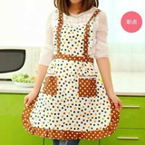 包邮双层纯棉围裙，厨房工作服夏季韩版可爱时尚围裙布艺防水加厚