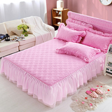 全棉夹棉韩版蕾丝床裙单件印花纯色加厚床罩 1.5m1.8米床头罩床单