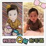 【韩国进口版】宝宝肖像胎毛画 猴婴儿胎发画 满月百天胎毛纪念品