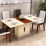 可伸縮折叠餐桌椅組合 简约现代 小户型钢化玻璃多功能储物餐台