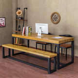 美式铁艺实木书桌办公电脑桌台式家用餐桌 书画桌书法写字台 大