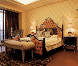 新古典实木床欧式公主床实木柱子床1.8米婚床高背床样板房布艺床