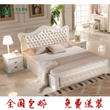 白色欧式橡木床1.8米1 5米韩式法式简易美式高箱单人双人全实木床