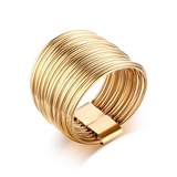 2016欧美时尚流行首饰品  电镀18k金男女个性戒指 钛钢多环戒指