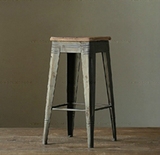 欧式简约铁皮酒吧椅金属高脚吧凳美式loft工业铁艺 凳子 方凳餐椅