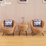 藤椅茶几三件套组合客厅实木休闲椅藤编简约现代卧室阳台桌椅套件