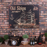 美式复古loft工业风木板画帆船黑板壁挂创意个性酒吧墙面软装饰品