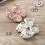 夏季0-1-2岁女宝宝凉鞋包头婴幼儿学步鞋软底韩版女童凉鞋公主鞋