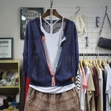 夏季新款韩版女装休闲亚麻薄款针织开衫薄外套7分袖空调衫防晒衫