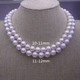 天然珍珠项链正品正圆强光天然淡水珍珠项链10-11-12mm送妈妈