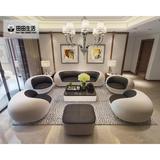 简约现代真皮沙发创意个性小客厅组合休闲时尚酒店办公室弧形家具