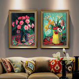 现代简约客厅卧室样板房沙发背景办公室简欧式餐厅三联花卉装饰画