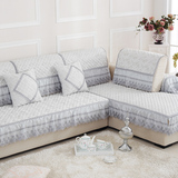 欧式四季布艺沙发垫纯色时尚防滑皮沙发坐垫子蕾丝沙发巾套罩坐垫