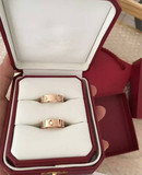 Love系列18K玫瑰金黄金钻石戒指螺丝钉钻戒男女情侣对戒结婚钻戒