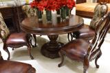奢华美式全实木雕花餐桌1.3米 欧式餐厅圆桌椅子仿古做旧饭桌家具