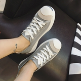 2016夏季韩版学院女鞋新款休闲系带板布鞋时尚圆头厚底球鞋小白鞋