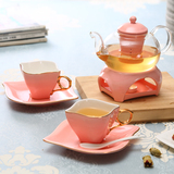 陶瓷花茶茶具套装 花草水果茶壶 蜡烛加热过滤加厚玻璃花茶壶套装