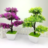 仿真迎客松盆景绿植物盆栽假花客厅装饰植物小盆景摆件创艺礼品