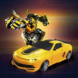 美致遥控车一键变形金刚汽车人大黄蜂机器人可充电男孩玩具车电动