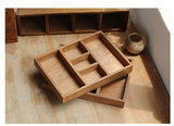 正品木制包邮高档做旧多格木盒分格复古木质桌面杂物收纳盒化妆品