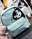 日韩新款熊本熊帆布印花双肩包中学生书包可爱卡通大容量旅行背包