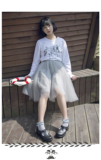 yi-jia-er原创｜2016春夏季新品 日系中裙可爱百搭半身裙纯色纱裙