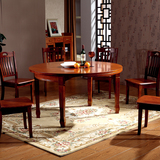 实木餐桌 可折叠伸缩餐桌椅组合橡木圆桌 现代简约小户型宜家饭桌