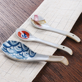 日式餐具韩式小勺子套装陶瓷可爱长柄复古咖啡勺家用防滑套装