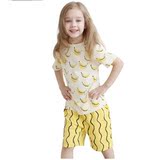 女童夏装童装卡通香蕉新款儿童男女运动套装纯棉短袖T恤两件套
