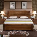 皇朝双人床定制宽2米大床2.2m2.4米实木床1.8金丝胡桃木婚床中式