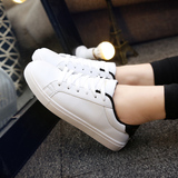 韩版系带情侣小白鞋百搭休闲运动鞋男女学生平底板鞋白色平跟单鞋