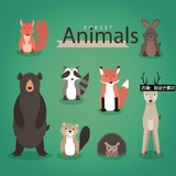 森林动物卡通标签插画儿童画狐狸老虎狮子兔子刺猬EPS矢量图素材