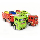 惯性双层运输货柜车载四只小汽车模型 儿童玩具