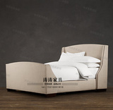 出口法国实木软包亚麻布艺沙发床简约现代休闲大床卧室家具可定制