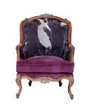 法式新古典实木做旧雕花单人沙发布艺印花老虎椅休闲椅沙发椅定制