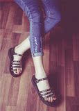 【百搭】2016年韩版夏季潮流金属铆钉厚底罗马凉鞋学生鞋休闲女鞋