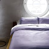欧式60支纯色埃及长绒棉贡缎四件套春夏素色紫色全棉床单床上1.8m