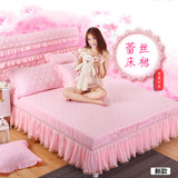 韩版床裙单件夹棉加厚床罩法莱绒磨毛床裙带床笠1.8m2.0米加大床