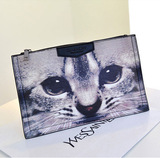 2016新款欧美潮流 时尚猫狗头女包 卡通印花图案手拿包信封包