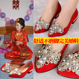 新娘鞋子平底红色婚鞋孕妇防滑结婚鞋大码秀禾鞋中式婚礼鞋旗袍鞋