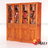 书柜实木中式榆木书橱古典书架玻璃书柜陈列架隔断货架仿古家具