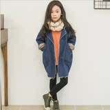韩版儿童装大女童牛仔外套小西装2016春款新中长款大衣休闲3-13岁