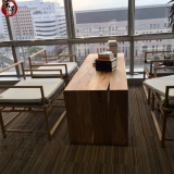 老榆木免漆实木茶桌椅组合新中式现代餐桌椅条案会议桌定制办公桌