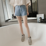 夏季韩版女装高腰显瘦个性毛边流苏热裤子时尚休闲纯色牛仔短裤薄