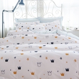 北欧韩式小碎花纯棉床上用品卡通小清新皇冠三件套四件套床单床笠