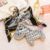 韩国创意水钻水晶小马丝带可爱汽车钥匙扣女包包挂件钥匙链小饰品