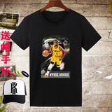 新款NBA球星骑士队凯里-欧文黑白短袖T恤2号球衣男女直筒宽松上衣