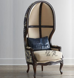 美式实木太空椅子蛋壳椅法式复古公主蛋壳椅新古典休闲椅高背沙发
