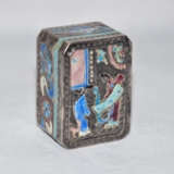 北京老银烧蓝珐琅人物故事银盒  中国传统银器收藏