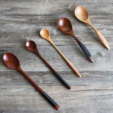 日式天然木勺子 长柄蜂蜜勺创意小汤勺粥勺调羹实木咖啡勺甜品勺